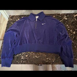 Cropped Nike Velour Half-Zip Sweater